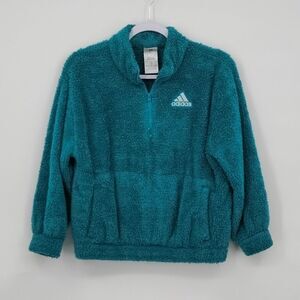 Adidas Kids Turquoise Fleece Pullover Cozy Jacket size L 14